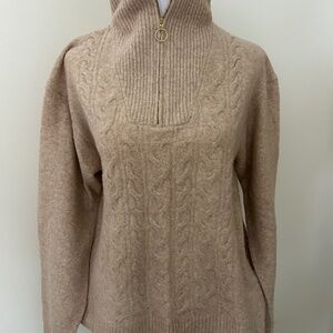 J Crew Cable-knit half-zip sweater in Supersoft yarn